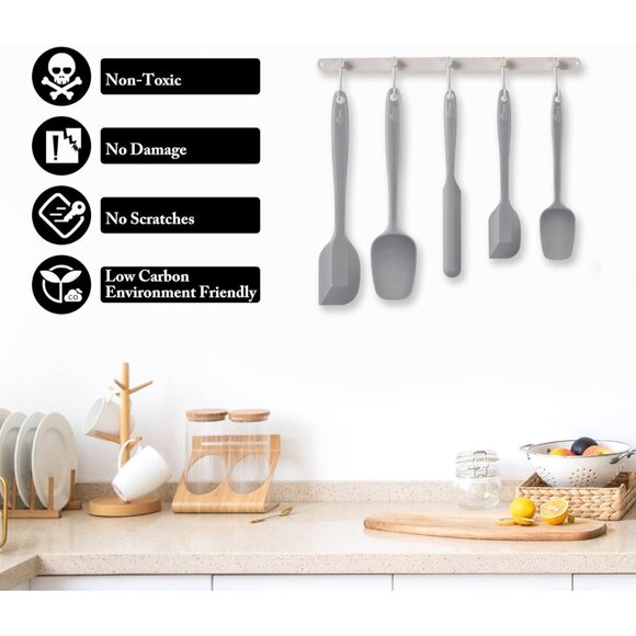 Food Grade Silicone Rubber Spatula Set High Heat Resistant Non Stick - Picture 10 of 11